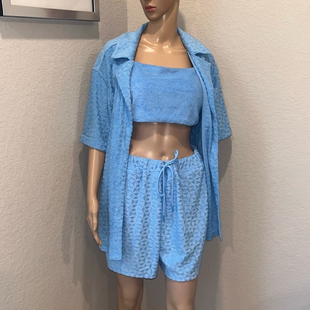 NWT 7 for all mankind Terry cloth 3 piece set, soft.